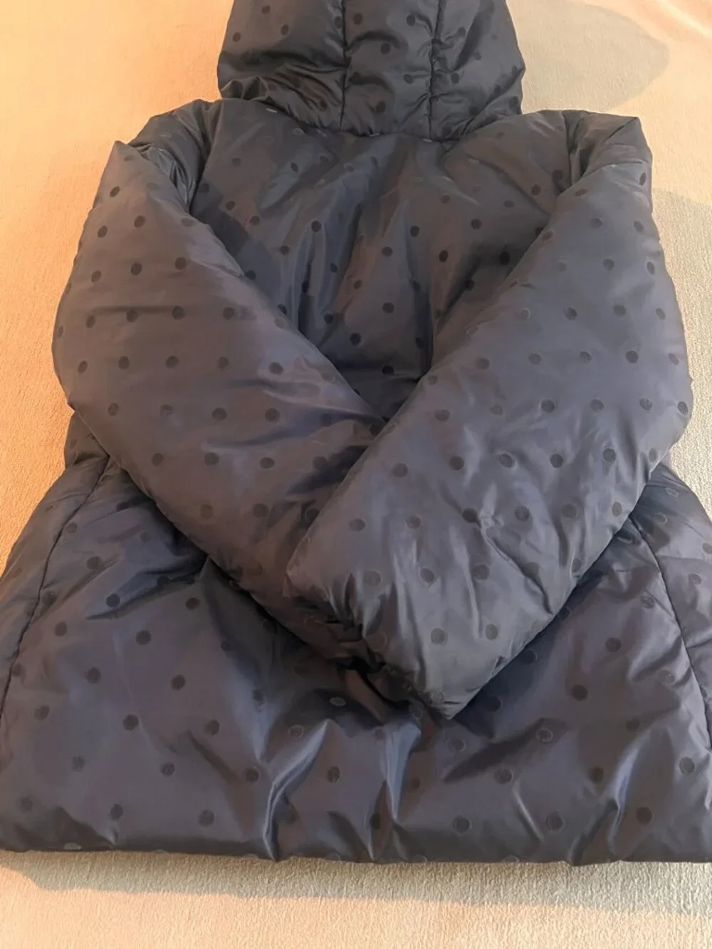 Jacadi Girls Puffer Lining Jacket Polka Dots Hooded Size 140 sm. US 10 Years